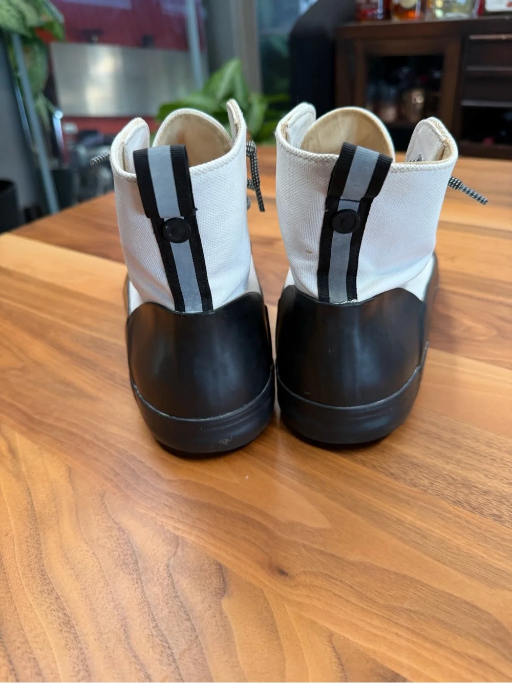 Hunter White and Black Men's High-Top Rain Boots
